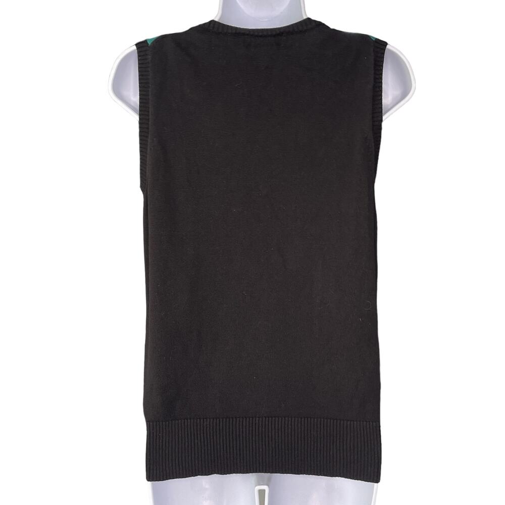 The Limited Argyle 90s Sweater Vest Black Green Blue Medium - Picture 3 of 7